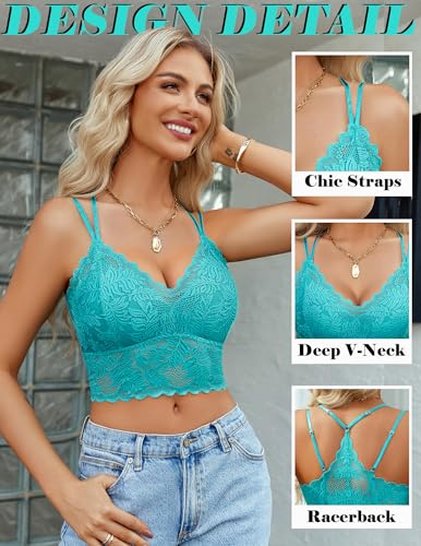 Image of Avidlove Lace Bralette for Women V Neck Camisoles Racerback Adjustable Strap Sexy Crop Tops