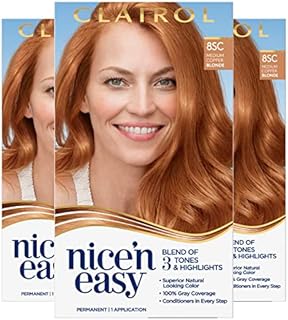 Clairol Nice'n Easy Permanent Hair Dye, 8SC Medium Copper Blonde Hair Color, Pack of 3