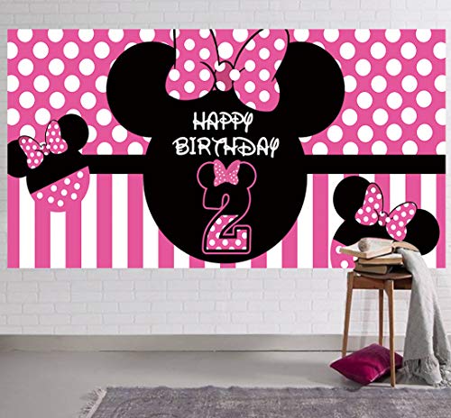Minnie Mouse 2nd Birthday Backdrop Minnie Mouse 2nd Birthday Banner Party Supplies Minnie 