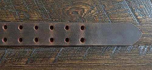 Full Grain Heavy Duty Buffalo Leather Double Prong 1.5 Inch WIde Belt - Crazy Horse Brown4