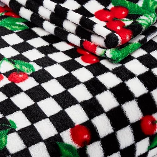 Image of Betsey Johnson - Oversized Throw Blanket 50x70, Ultra-Soft Plush Bedding for Couch or Bed, Cozy & Lightweight, Soft Blanket with Cherry Checker Print (Red)