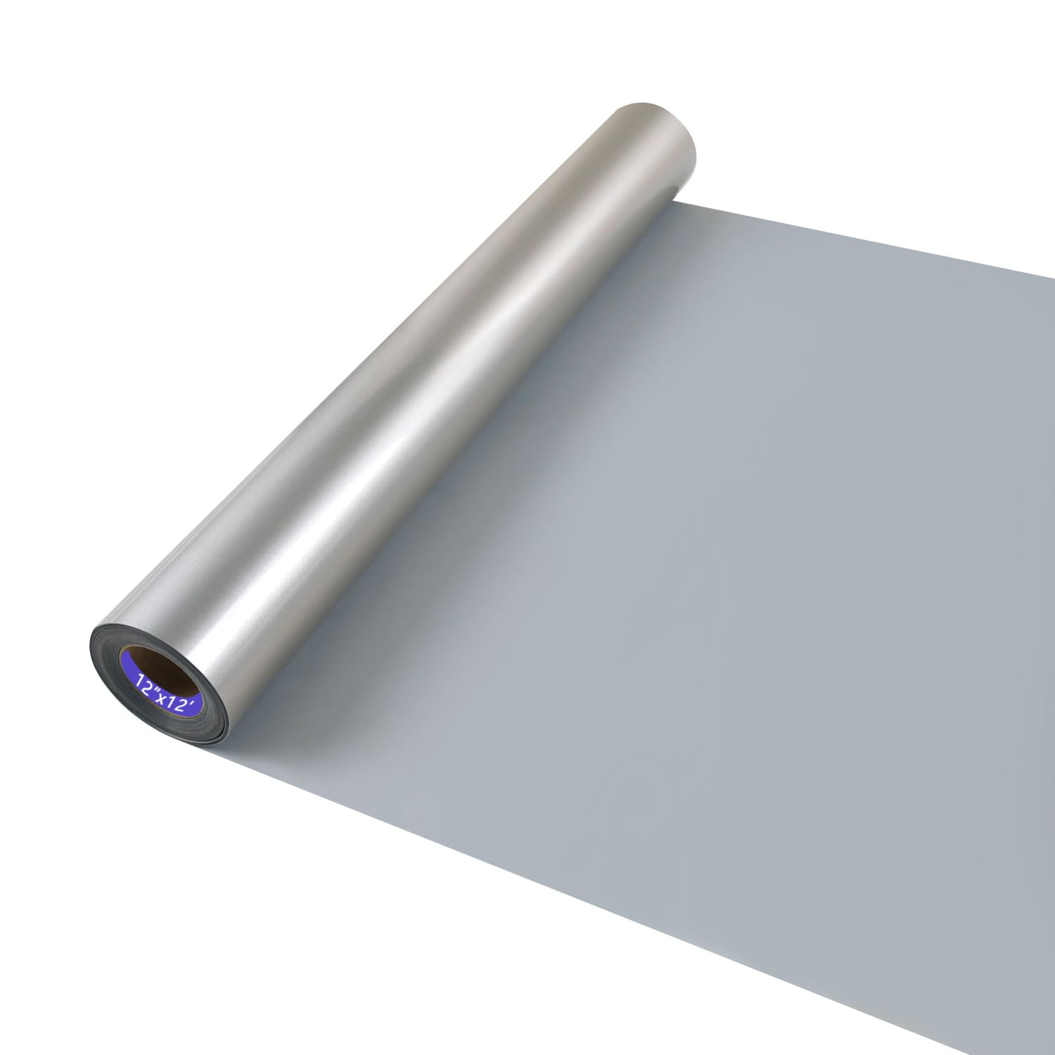 HTV Iron on Vinyl 12Inch by 12ft Roll HTV Heat Transfer Vinyl for T-Shirt HTV Vinyl Rolls for All Cutter Machine - Easy to Cut &amp; Weed for Heat Vinyl Design (Bright Silver, 12ft)