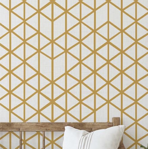 S4Sassy Papel Tapiz Autoadhesivo Con Estampado Geométrico De Cubos, Impermeable, Amarillo, 63,5 X 152 Cm. Revestimiento De Pared Extraíble, Apto Para Inquilinos, Ideal Para Dormitorio Y Comedor.