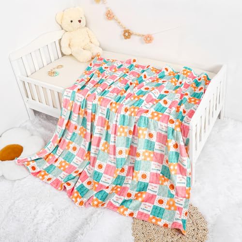 Image of Baby Blanket for Girls, Super Soft Double Layer Mink Blankets with Dotted Backing, Sun Smile Toddler Newborn Nursery Bed Blanket, You are My Sunshine Print Throw Blanket, 50 X 60 Inches
