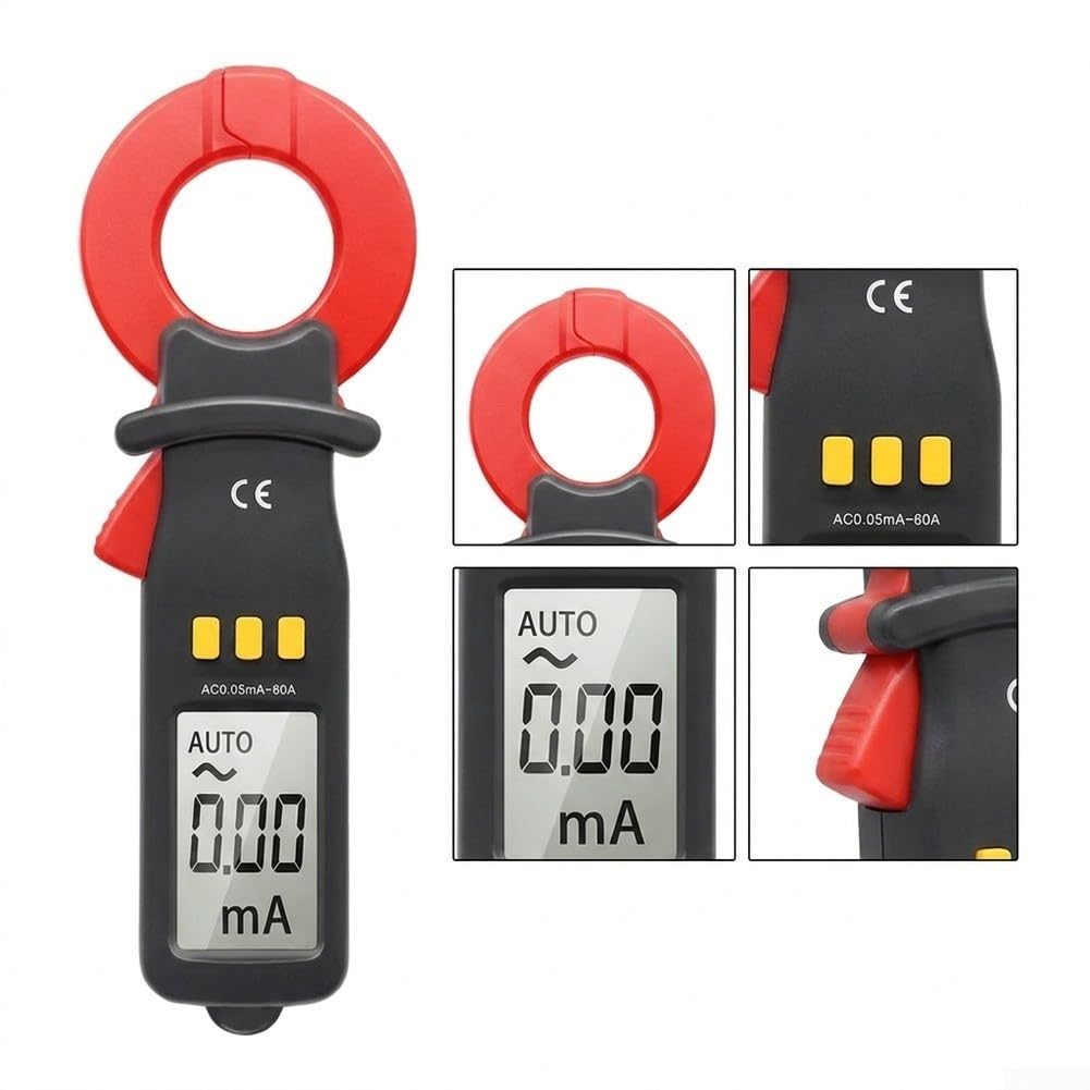 Medidor de abrazadera digital 60A probador de corriente CA Multímetro TRMS de rango automático para detección de fugas con mandíbula de 30 mm