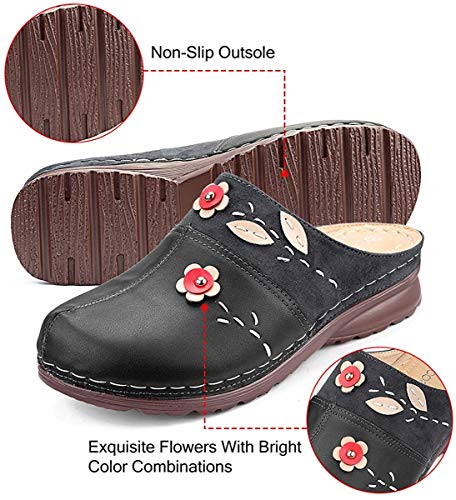 image for gracosy Clogs Shoes for Women, Summer Leather Slippers Loafers Slip on