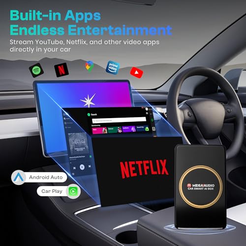 Image of MEGAAUDIO ANDROX MP08 Car Smart AI Box | Converts Wired to Wireless Apple CarPlay & Android Auto | 4K HDMI Output | Dual Bluetooth | Plug & Play Adapter for Cars with Factory Wired CarPlay