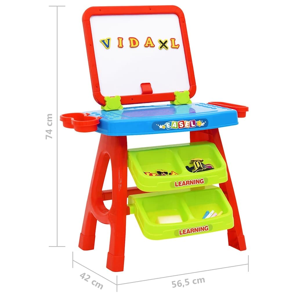 Mangloder - Set di cavalletto bifacciale per bambini, con lavagna magnetica e lavagna, include lettere, numeri, colori, strumenti di scrittura per l'apprendimento creativo e il gioco nella cameretta