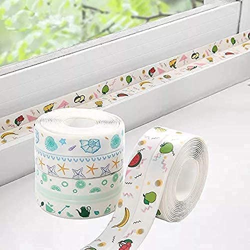 Xyka Waterproof Tape for Kitchen Sink Oil Proof Caulk Tape Strip Self Adhesive Bathroom Corner Caulking Sealing Tape Gap Sealer Waterproof Tape for Platform Basin Toilet (Multi Print) (B09NFRRWDV) Amazon Price History, Amazon Price Tracker