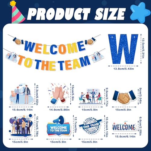 Image of Welcome to the Team Decorations - 10PCS Welcome to the Team Banner with Hanging Swirls Party Decoration for Office New Employee Coworker Decor Supplies
