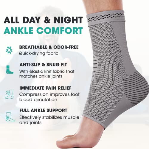 Image of Modvel Foot & Ankle Brace Socks for Sprained Ankle Compression Sleeve - Foot Support for Women & Men - Tendonitis & Arthritis Ankle Brace Sports Running, Torn Ligaments & Women Stabilizing Ankle Wrap