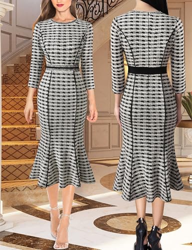 VFSHOW Womens Elegant Vintage Cocktail Business Office Mermaid Fitted Bodycon Midi Dress2