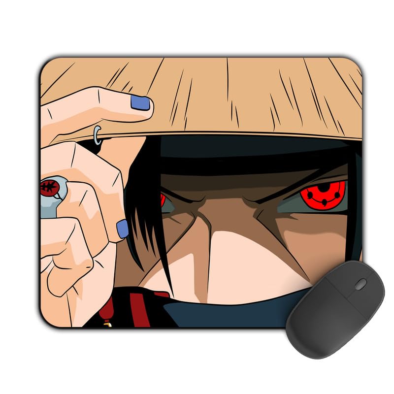 Image of Kirmada Gaming Mouse Pad - Itachi Eyes (Naruto) Non-Slip Rubber Base - Durable, Smooth Surface, Ergonomic Design, Easy to Clean -Small Size for Mackbook,Laptop,Desktop