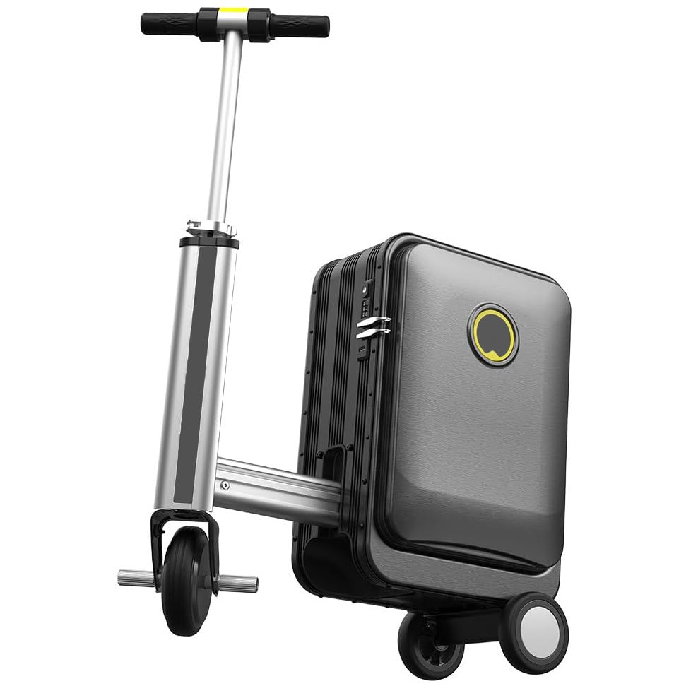 GmhXylophyte Maleta EléCtrica Inteligente, Patinete EléCtrico De Equipaje De 93.6 WH, Impermeable Y Ligero, App Inteligente, Puerto De Carga Externo, con Puerto USB Black