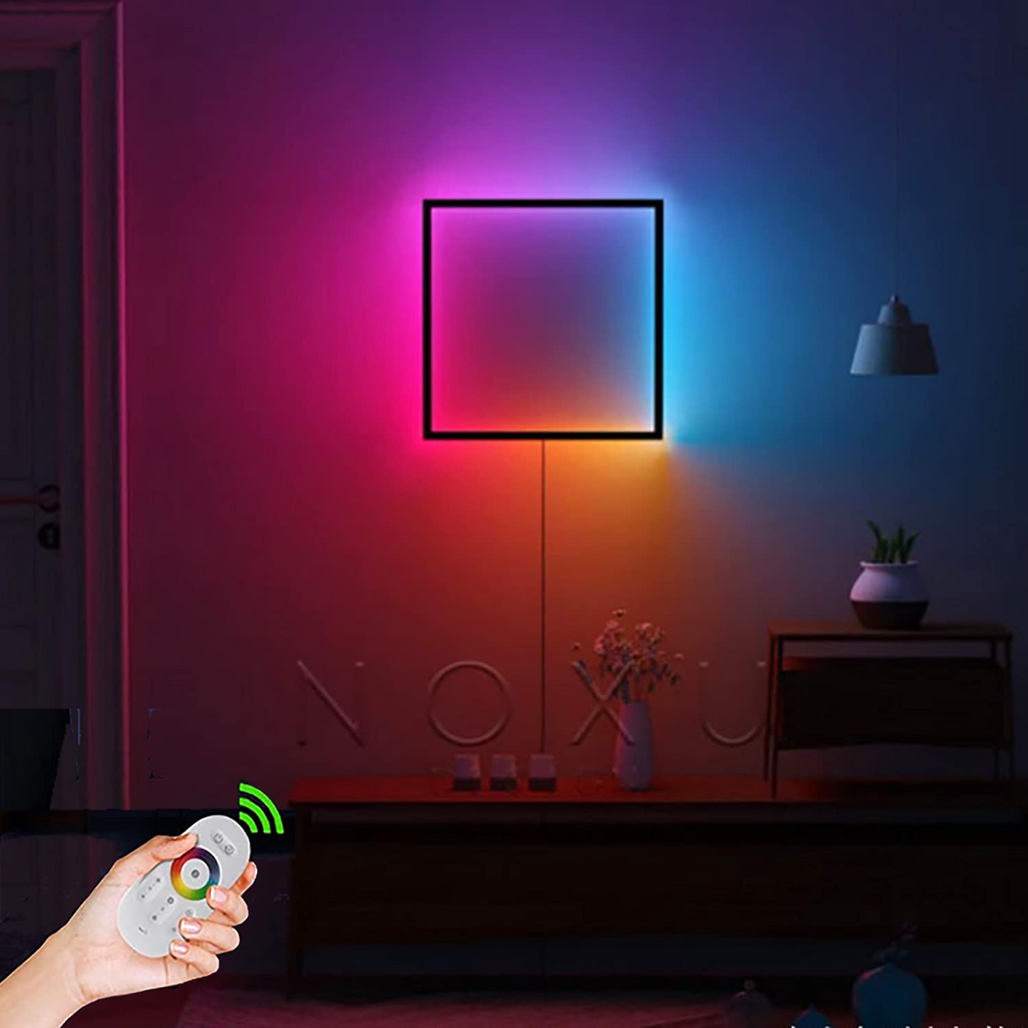 Kinkiet LED RGB Kolorowy pierścień Kinkiety ścienne 20 W Wewnętrzna kinkiet LED z pilotem do sypialni Nocny salon Korytarz Schody Weranda