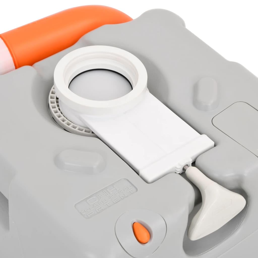 Tragbare Camping-Toilette Grau Weiß 22+12 L HDPE leichte, auslaufsichere, geruchlose Toilette für Outdoor, Wohnmobil, Festival, Wanderung, Notfall, Garten, Kinder, Männer und Frauen