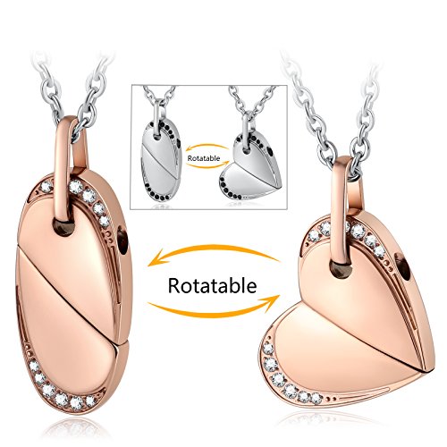 Aienid Stainless Steel Mens Womens Couple Necklace Pendant Love Heart Cz Bff Valentine's Gifts #TOP3