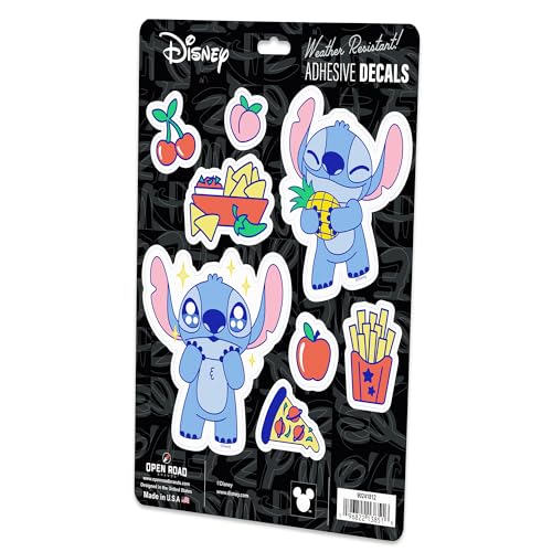 Image of Disney Lilo and Stitch Foodie 8 Pack Adhesive Vinyl Decals - Fun Set of Foodie Stitch Stickers for Car or Truck, 1 Pack (8 Count)