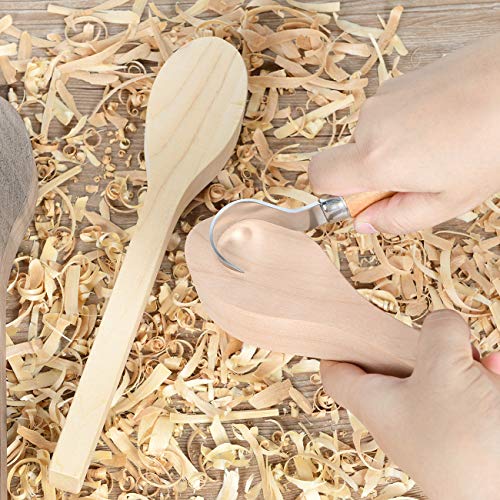 3Pcs Wood Carving Spoon Blank Unfinished Wooden Craft Whittling Kit for Whittler Starter Kids,Basswood +Walnut +Cherry - Thumbnail 2