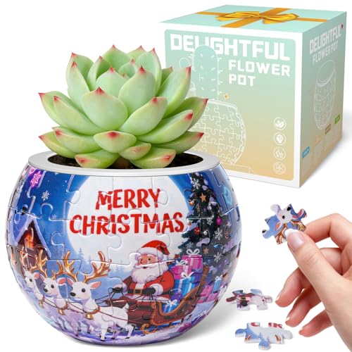 3D Puzzles Flower Pots, Puzzles for Adults and Kids,Small,Cactus Decor,Succulent Planters Pots for Indoor,Plant Gifts for Plant Lovers Creative Gifts(red-2)