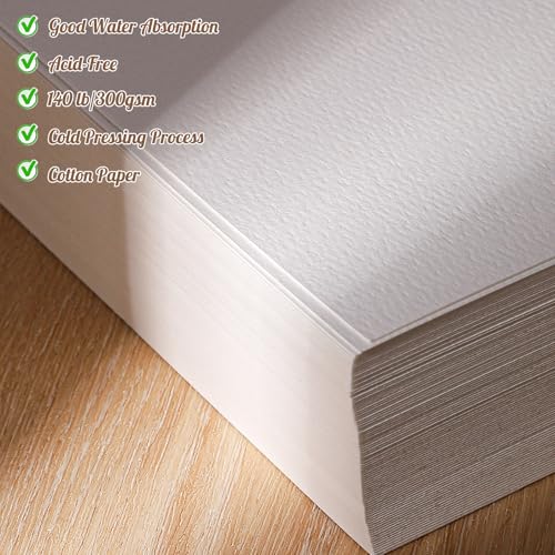 Image of 120 Sheets Watercolor Paper Bulk, 140 lb /300 GSM Cold Press Paper White Water Color Paper for Kids Child Students Adults Artists Drawing Valentine Gift Cards(2.5 x 3.5 inch)