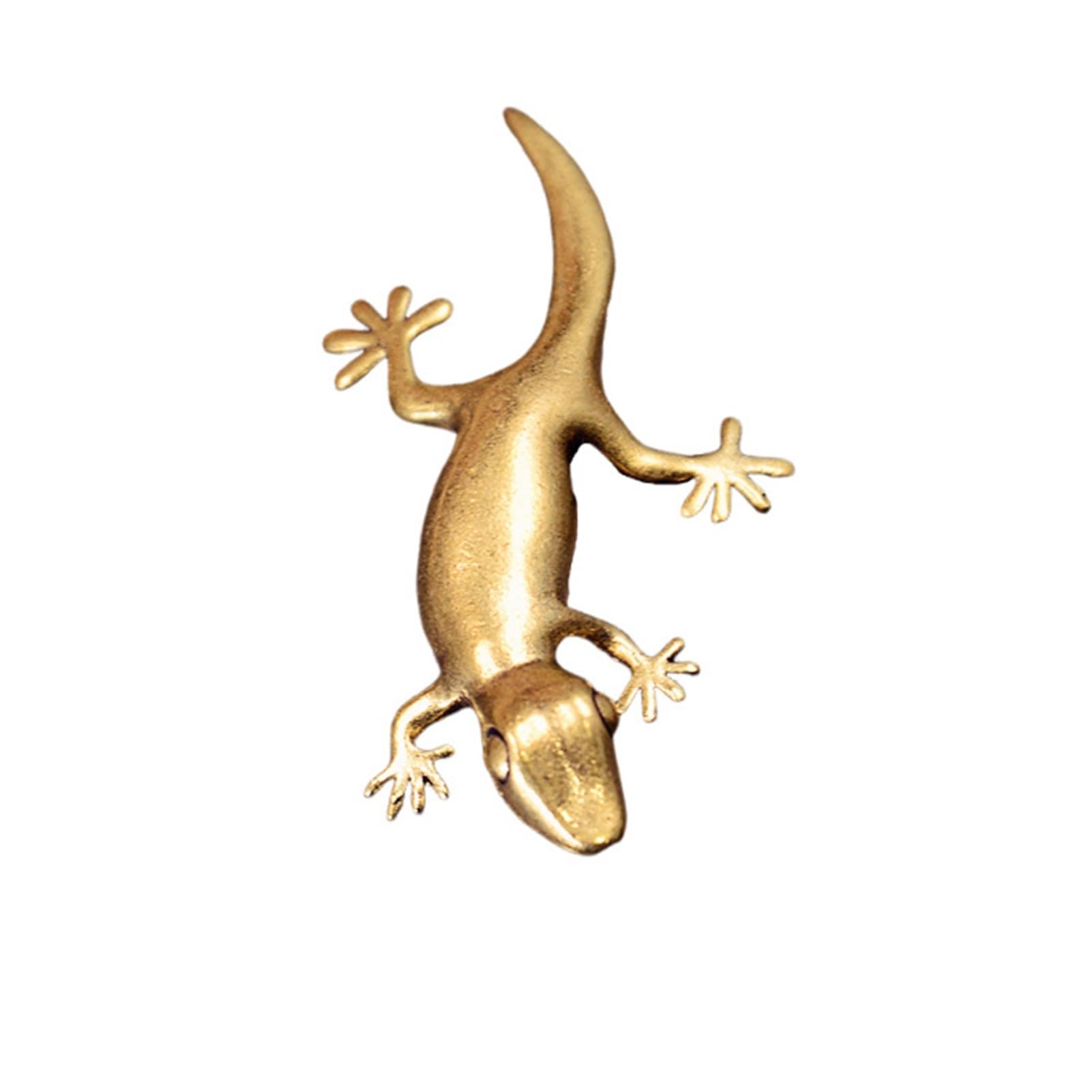 Huolimxun Pure Brass Retro Gecko Ornaments Desktop Handmade Stationery Small Handle Pieces Antique Copperware
