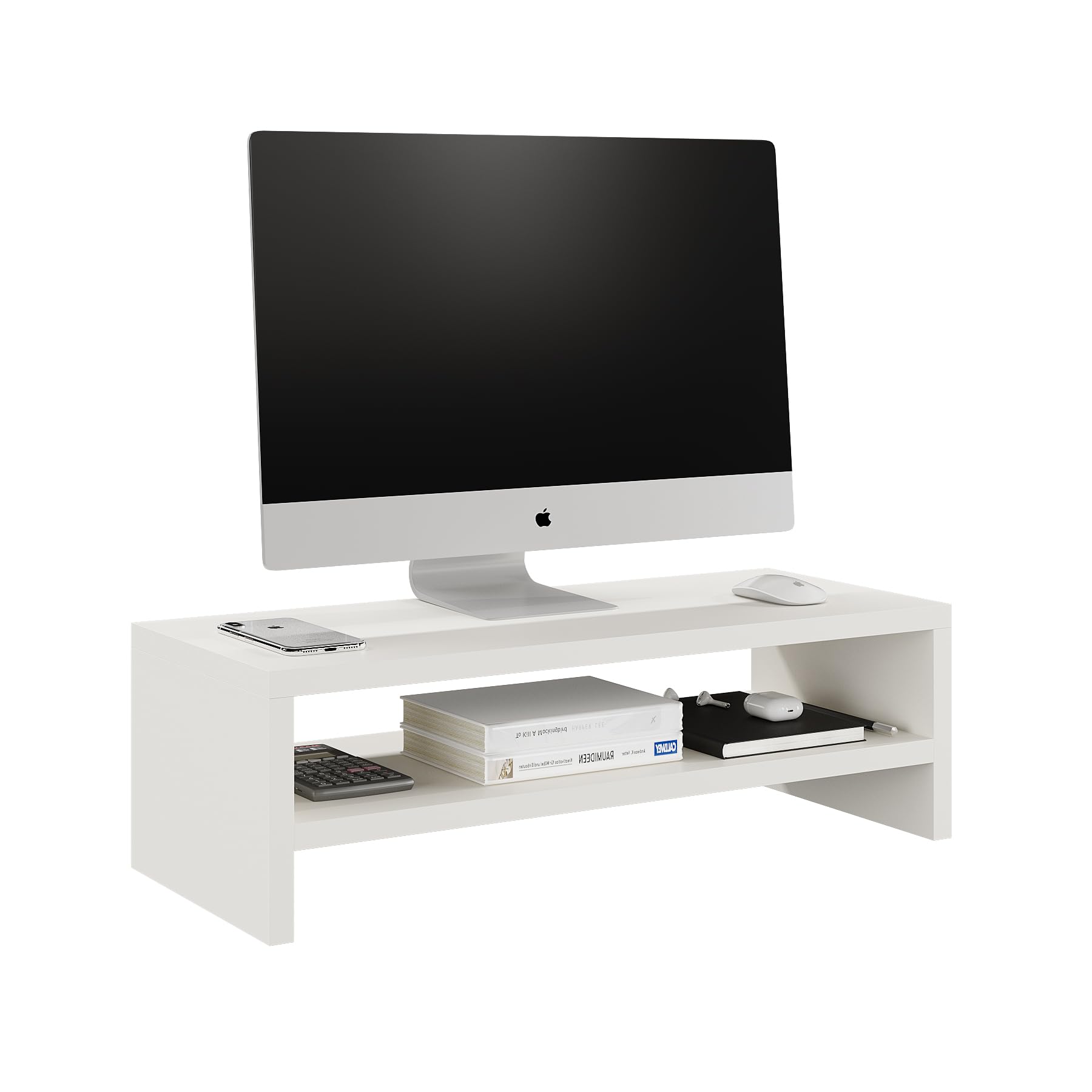 FURNEASER Fluxi Wooden Monitor Stand Organizer Desktop Organizer Monitor Riser Laptop Stand, Desk Table Top Organiser (White) (B0D8QM98YQ) Amazon Price History, Amazon Price Tracker
