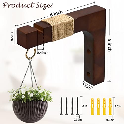 Plant-Hanger-Hooks-for-Indoor-Hanging-Plants-2-Pack-Rustic-Farmhouse-Wooden-Hanging-Basket-Wall-Bracket-Plant-Hooks-for-Indoor-Outdoor-Flower-Pots-Lanterns-Wind-Chime-Balcony-Light-Garden-Decoration Plant Hanger Hooks for Indoor Hanging Plants 2 Pack Rustic Farmhouse Wooden Hanging Basket Wall Bracket Plant Hooks for Indoor Outdoor Flower Pots Lanterns Wind Chime Balcony Light Garden Decoration