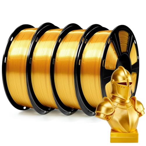 Image of GEEETECH 4KG Silk Gold PLA Filament 1.75mm, 3D Printer Shiny Silk Filament,1kg Spool (2.2lbs), Dimensional Accuracy + /- 0.02mm, Fit Most FDM Printer (Silk Gold)