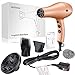 NITION Negative Ions Ceramic Hair Dryer with Diffuser(Large Size 5.3 inch) Attachment Ionic Blow Dryer Quick Drying,1875 Watt 2 Speed / 3 Heat Settings,Cool Shot Button,Lightweight,Gold