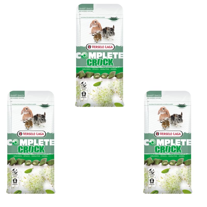 Versele-Laga Complete Crock Erbe | 3 confezioni | 3 x 50 g | Snack per conigli e roditori | Delicato ripieno di erbe con erba medica | Facilmente digeribile e senza zuccheri aggiunti