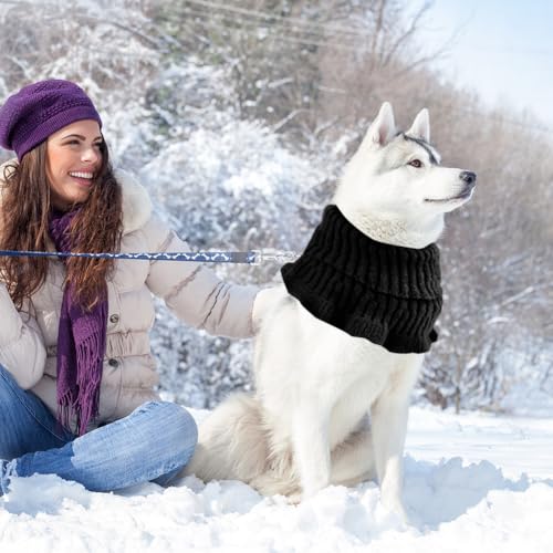 Hund Snood Ohrenwärmer - Beruhigende Ohrenschützer Für Hunde, Hundeschal für Hundehals, Hals und Ohrenwärmer, Haustierhaube für Outdoor-Reisen 25 x 16 cm (Schwarz)