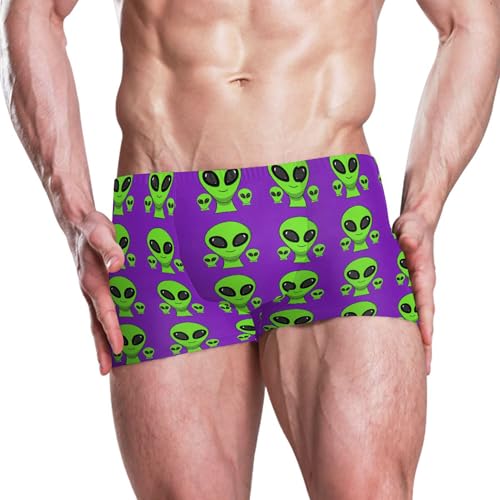 Cute Alien UFO Mens Swim Trunk Swimwear Bathing Suit Swim Brief Square Leg Board Short S B04040052