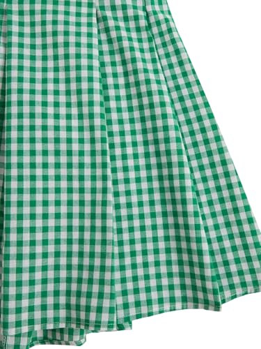 Image of Floerns Women's Plaid Ruched Bust Sleeveless Vintage Bowknot Pleated Short Dresses
