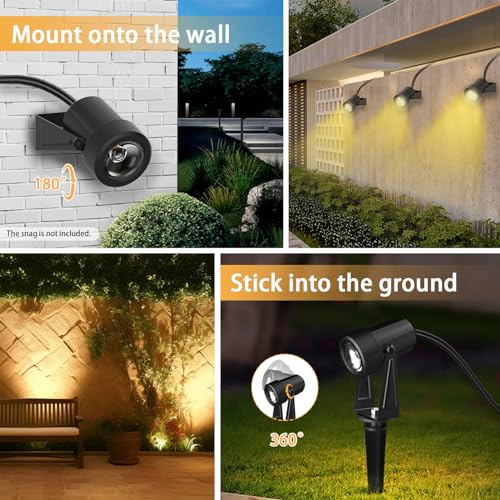 Yuusei Garden Lights Mains Powered, 4 in 1 Pack 14M Extendable Outdoor Spotlight, 3000K Warm White 27V LED Driveway Lights, IP65 Waterproof for Pathway, Fence, Pond, Yards - Image 4