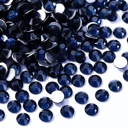 Meibite Montana Flatback Rhinestones Glass Rhinestones for Nail Art and Craft Glue Fix Loose Crystal Gemstones(Montana SS12 1440pcs 2.9-3.0mm)