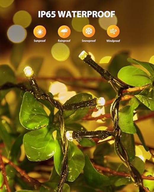 Brightown 2 Pack Solar String Lights for Outside, 92Ft 240 LED Solar Lights Outdoor Waterproof with 8 Modes, Solar Outdoor String Light for Patio Yard Tree Garden Party Decorations, Warm White