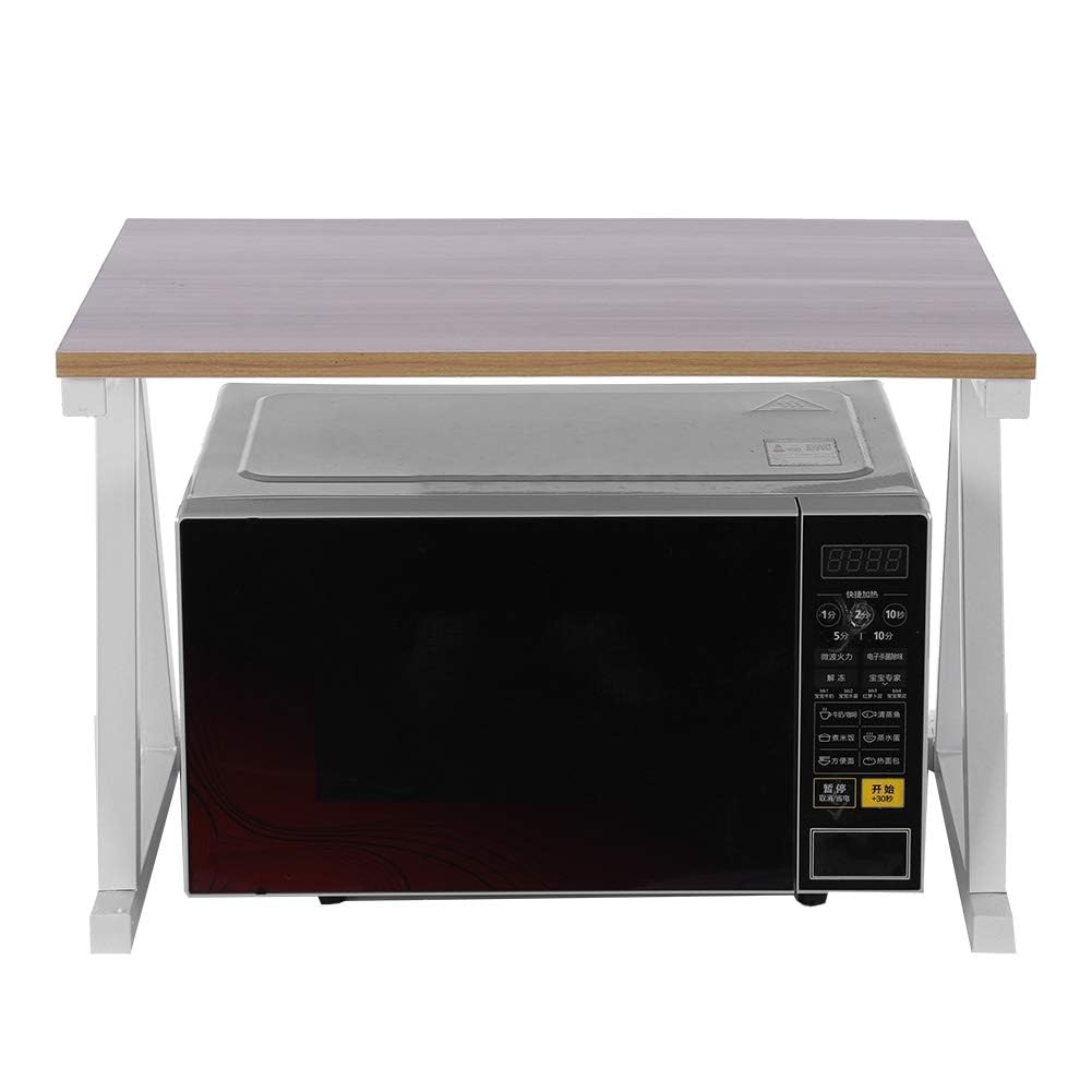 Ejoyous Mikrowellen Ständer Regal, 2-stufiges Doppelgestell Mikrowellenhalterung Mikrowellenständer zur Aufbewahrung von Elektroherd Tellern Tassen Wasserkochern Flaschen 57 * 38 * 38 cm(Weiß)