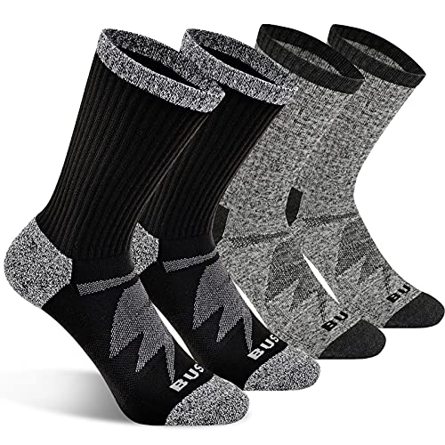 Image of Busy Socks Cushioned Crew Sport Socks for Men Women, Recycled Lightweight Moisture Wicking Athletic Cycling Socks 4 pack