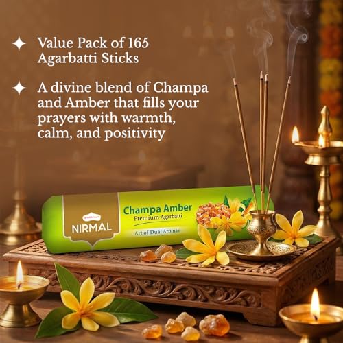 Image of Shubhkart Nirmal Champa Amber Premium Agarbatti Sticks | Agarbatti for Pooja & Meditation | Incense Muttha Sticks for Home with Rich Floral Fragrance | Pooja Items for Daily Use | 250g