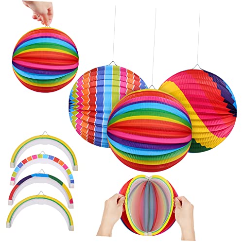VILLCASE 4 Piezas Farolillos Coloridos de Lámparas Colgantes Decoraciones de Fiesta Bodas Decoración Interior y Exterior Fáciles de Colgar y Almacenar