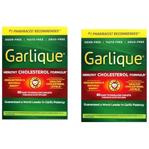 Garlique Healthy Cholesterol Formula with 5000 mcg of Allicin, 60 Enteric Coated Caplets (Pack of 2) Cover