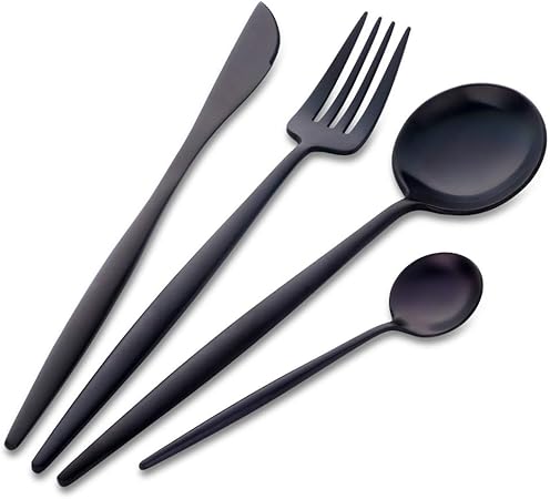 Amazon Buyer Star ステンレス カトラリーセット ナイフ フォーク ディナースプーン デザートスプーン 4点セット ディナーセット ポルトガル風 オシャレ 食洗機対応 チタン仕上げ ブラック Buyer Star カトラリーアソートセット Amazon Buyer Star ステンレス カトラリーセット ナイフ フォーク ディナースプーン デザートスプーン 4点セット ディナーセット ポルトガル風 オシャレ 食洗機対応 チタン仕上げ ブラック Buyer Star カトラリーアソートセット