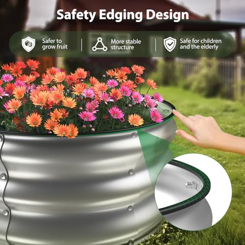 Winpull Raised Garden Bed Kit, 4x2x1 ft Galvanized Planter Box Outdoor with Safety Edging, Large Metal Raised Beds for Gardening Vegetables Flower Herb (Classic Silver) - Image 3