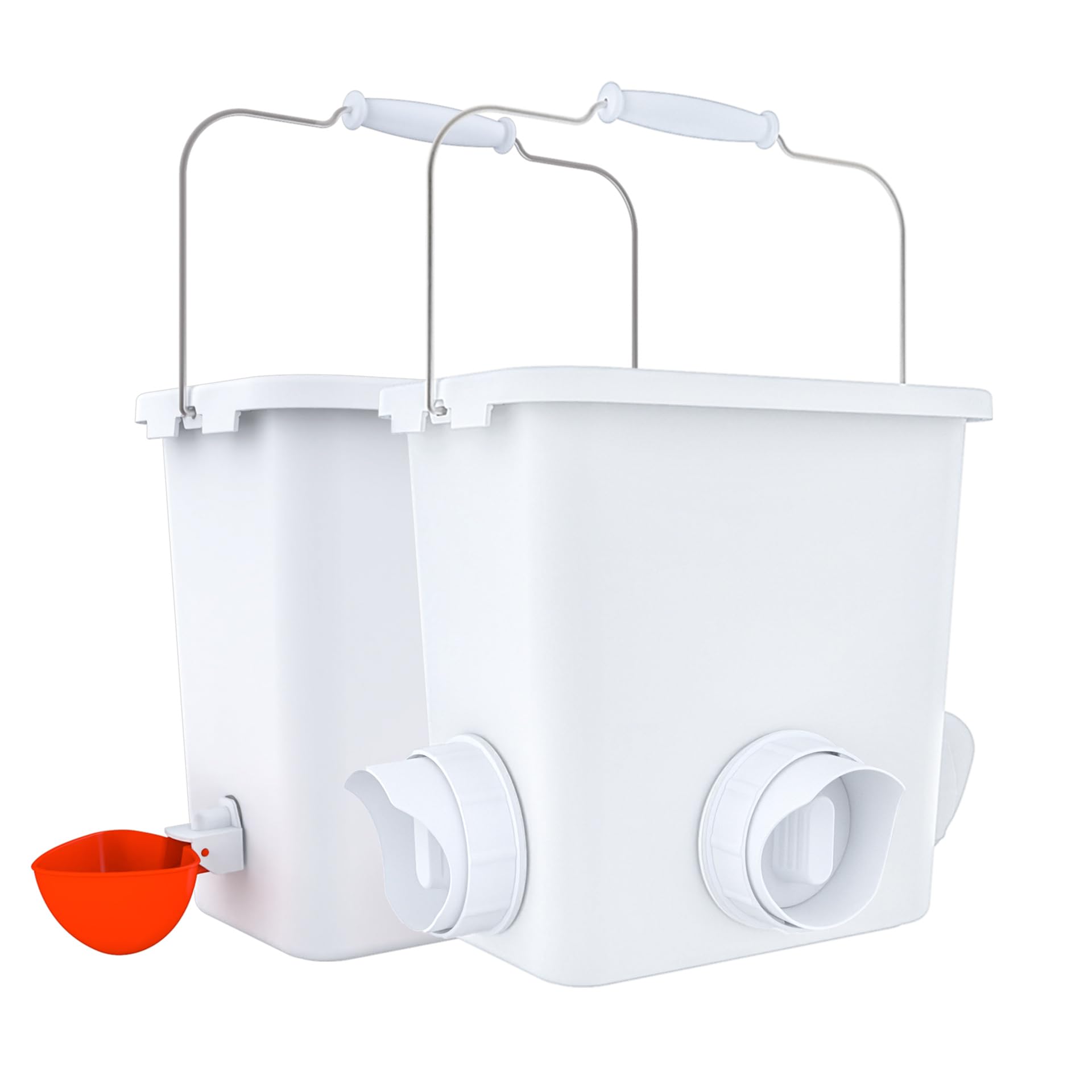 Automatic Chicken Feeder and Waterer Set Chicken Feed Bucket with 3 Feeders Ports Poultry Waterer Water Cups