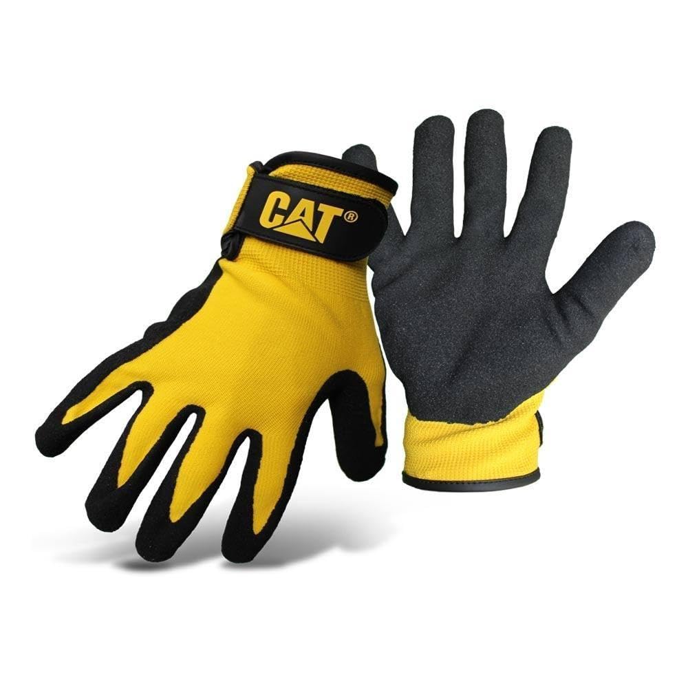 Pair of CAT Men's 017416 Yellow Nylon Nitrile Coated Palm Gloves