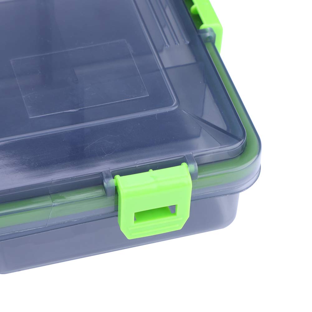 Fishing Tackle Box Portable Transparent Fishing Lures Bait Storage Case Fishing Hooks Accessory Container(L-Green)