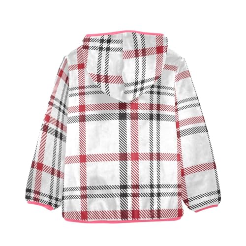 OTVEE Xmas Red and Black Plaid Kids Hoodie Jacket Fall Spring Full Zip Warm Outwear Coat2