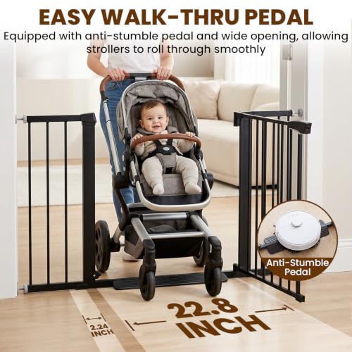 Image of Mumeasy 29.7-46 inch Baby Gate for Stairs, Auto Close Dog Gate for Doorways