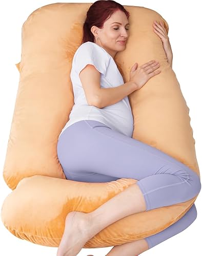 Almohada de embarazo de 60 pulgadas para dormir, almohada corporal extra grande en forma de U, almohada de maternidad para mujeres embarazadas